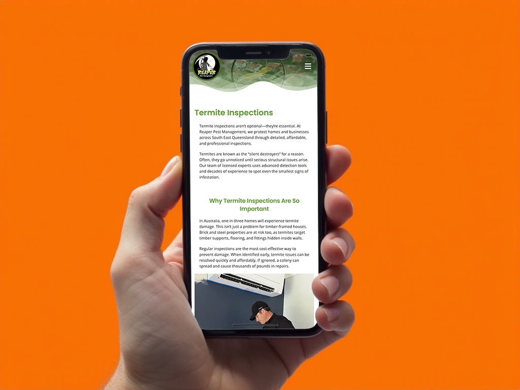 Reaper Pest Management - Mobile responsive website design