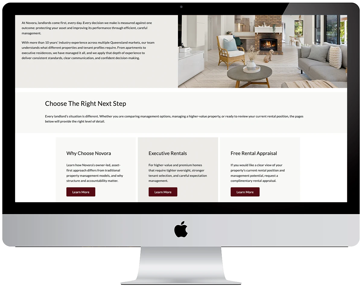 Novora Property Management 10 Novora Property Management website design