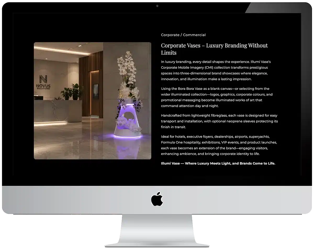 Scorched Media Portfolio – Illumi Vase eCommerce Website Design