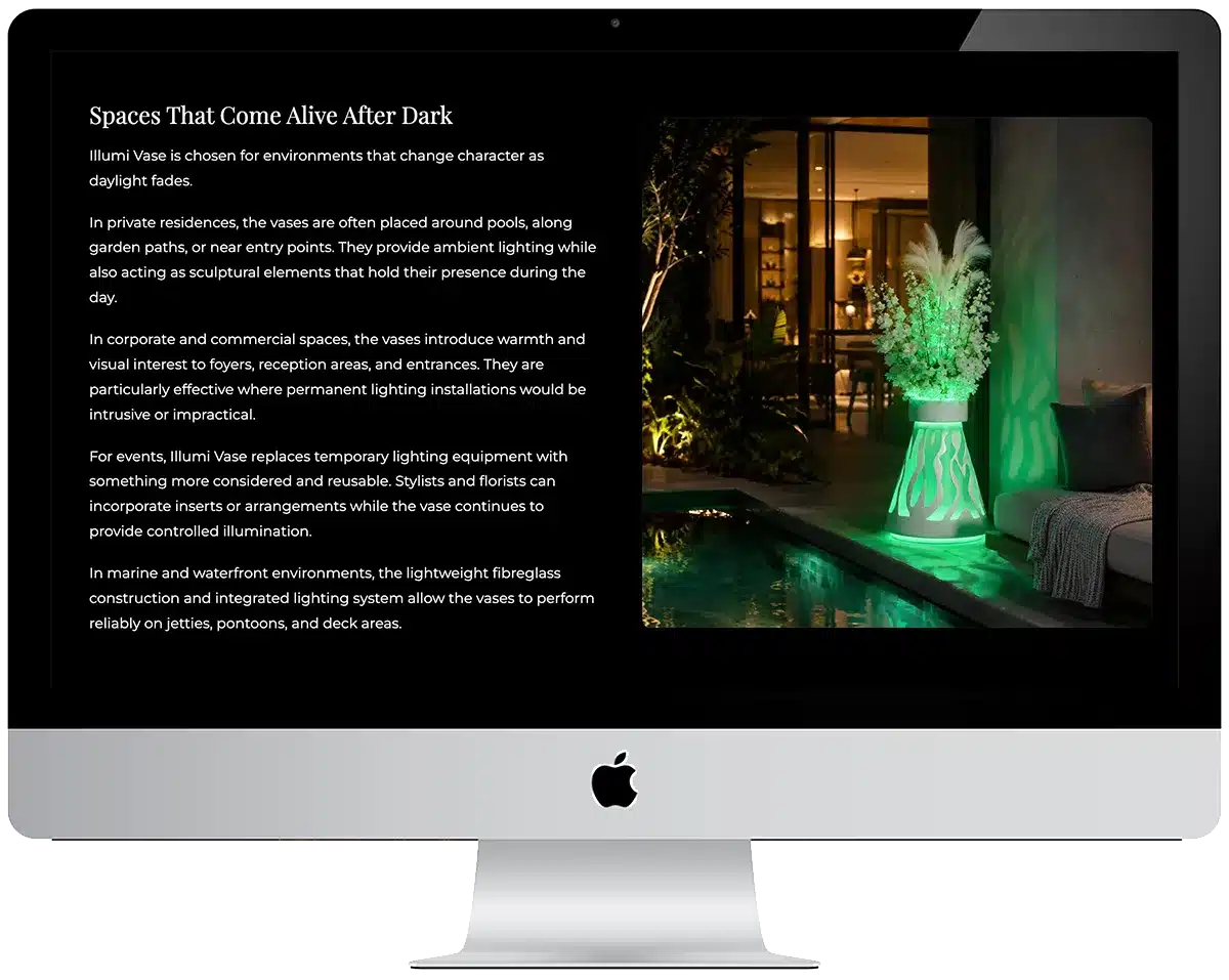 Scorched Media Portfolio – Illumi Vase eCommerce Website Design