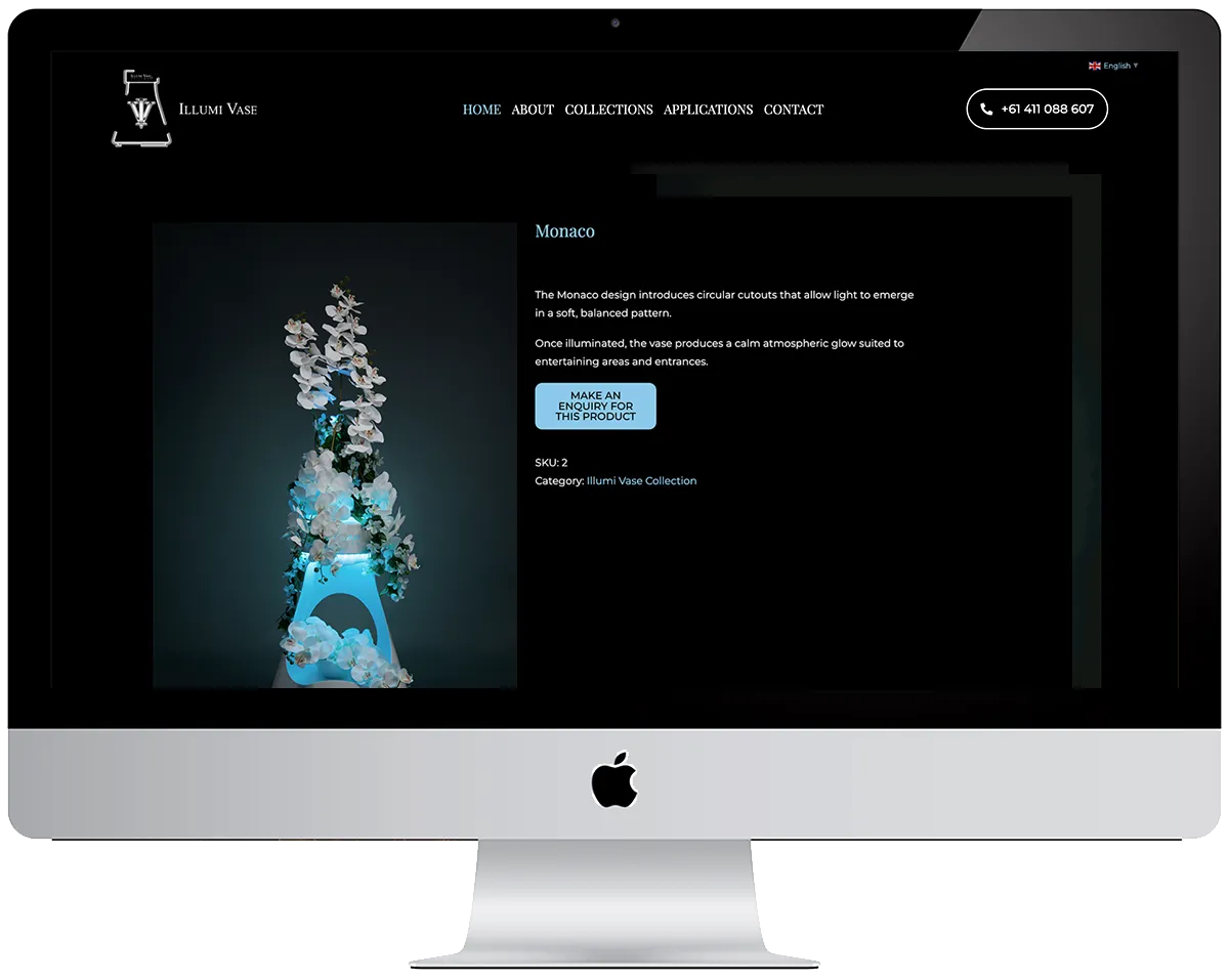 Scorched Media Portfolio – Illumi Vase eCommerce Website Design