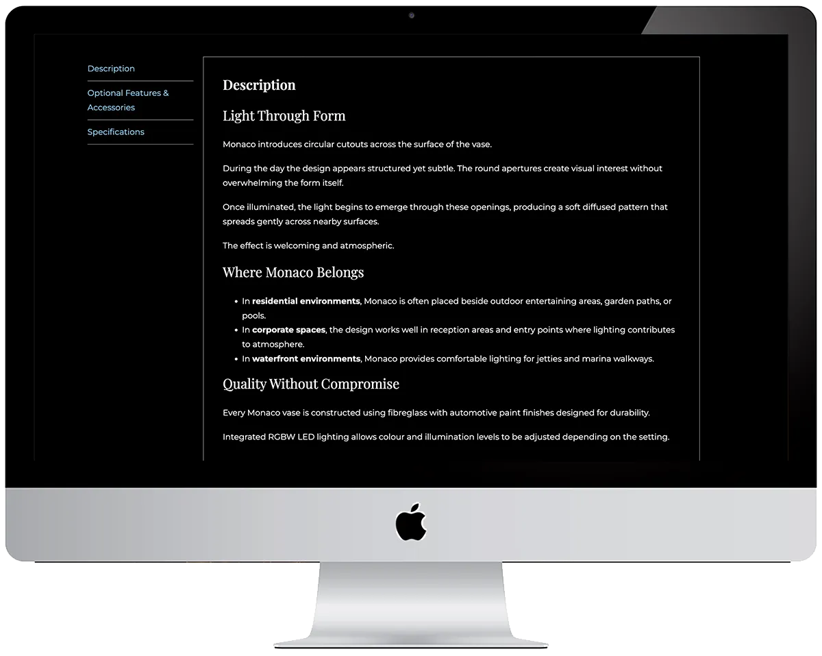Scorched Media Portfolio – Illumi Vase eCommerce Website Design